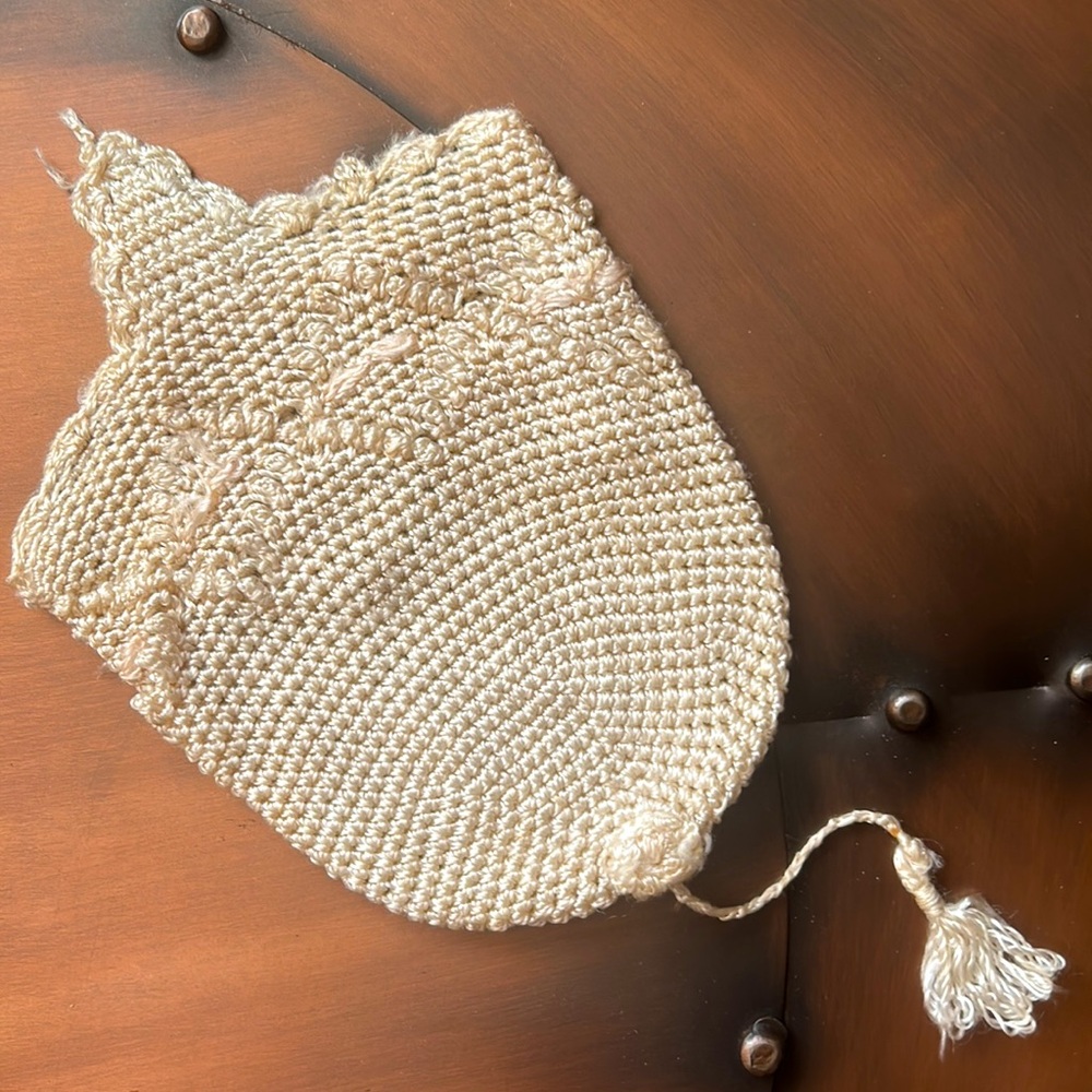 Antique crocheted reticule mini satchel late 1800s to early 1900s